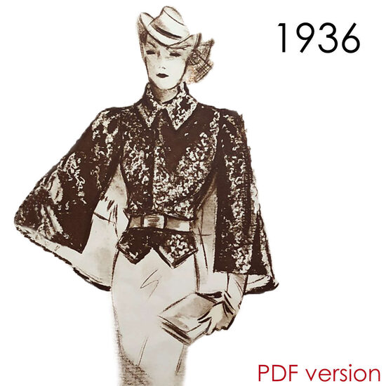 1936 Jacket. Bust 96 cm (37.8"). PDF.